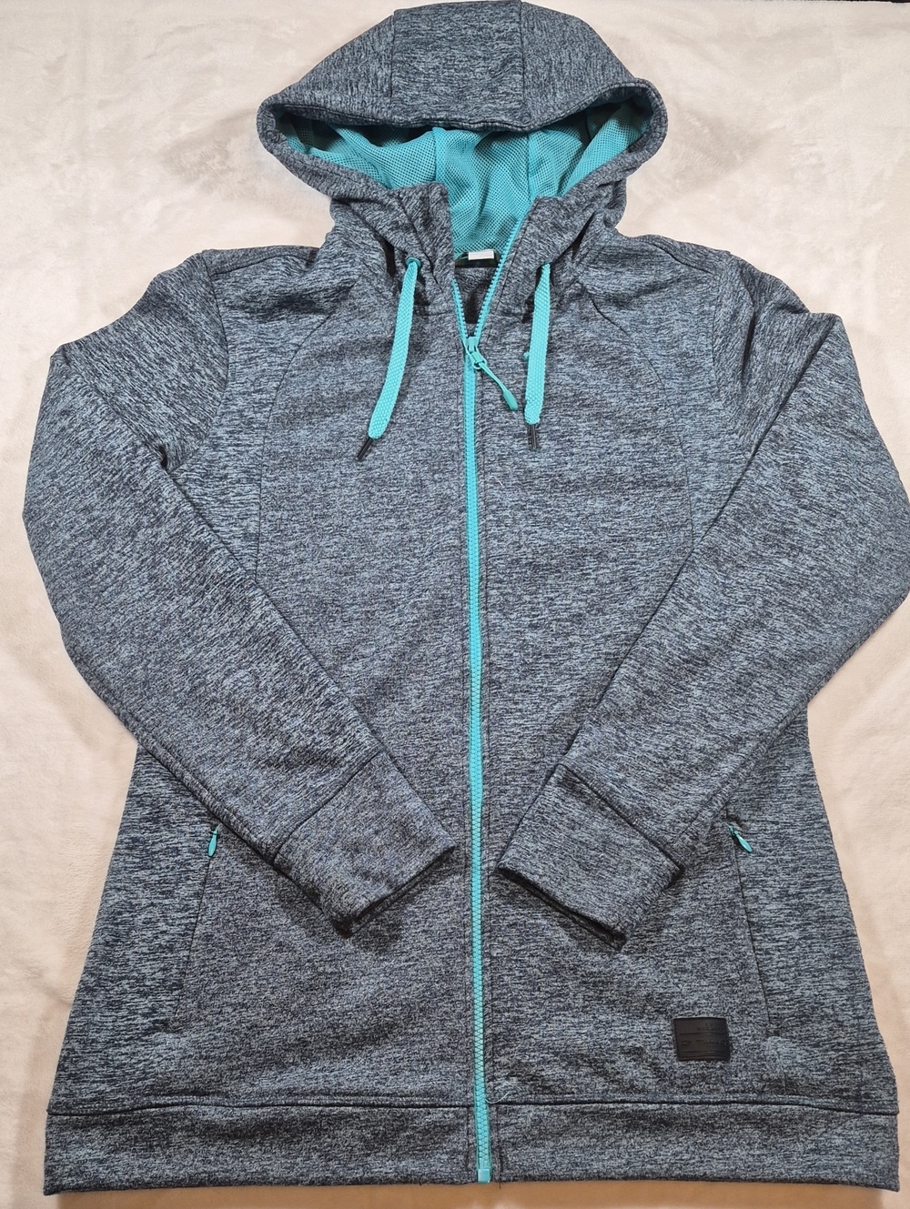 O'Neill Gray Heather Full-Zip Hoodie with Teal Trim